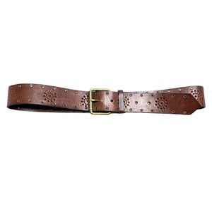 belt AMERICAN EAGLE OUTFITTERS brown leather rivets stencil up to 35" waist boho